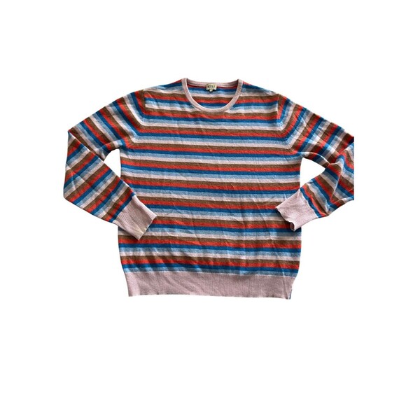 Kule 100% Cashmere Sweater Large  Pink Blue Multicolor Stripes - Picture 1 of 8